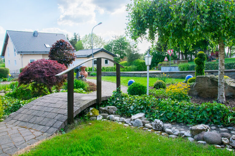Ansicht des Gartens vom Gasthaus Backes